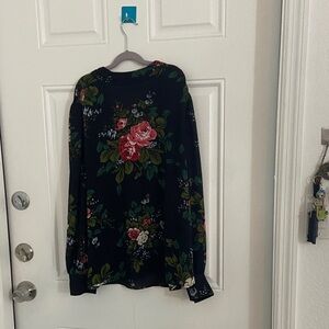 LOFT Black Floral Long Sleeve Top